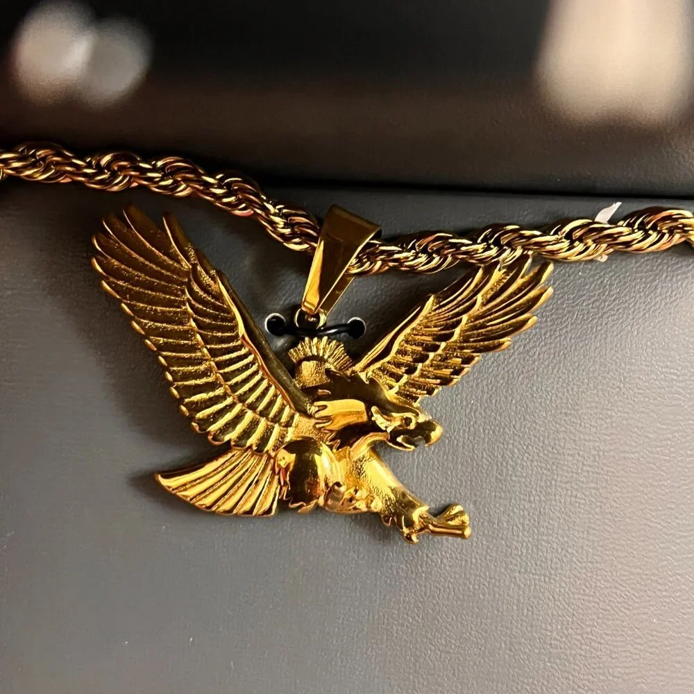 NEW Ed Hardy Gold Eagle Chunky Chain Mens Stainless Steel Necklace
